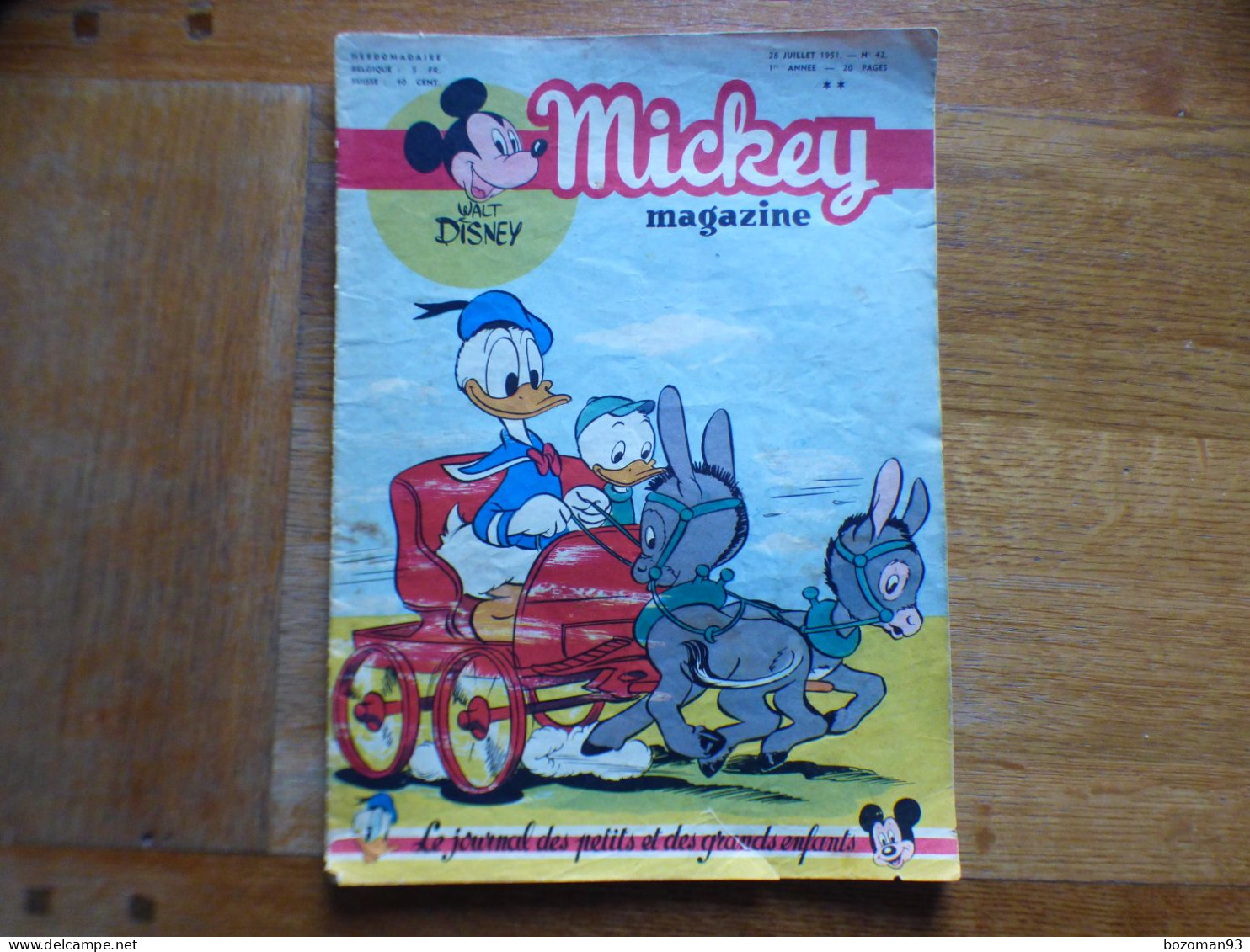 JOURNAL MICKEY BELGE  N° 42  Du 28/07/1951  COVER DONALD + BAMBI - Journal De Mickey