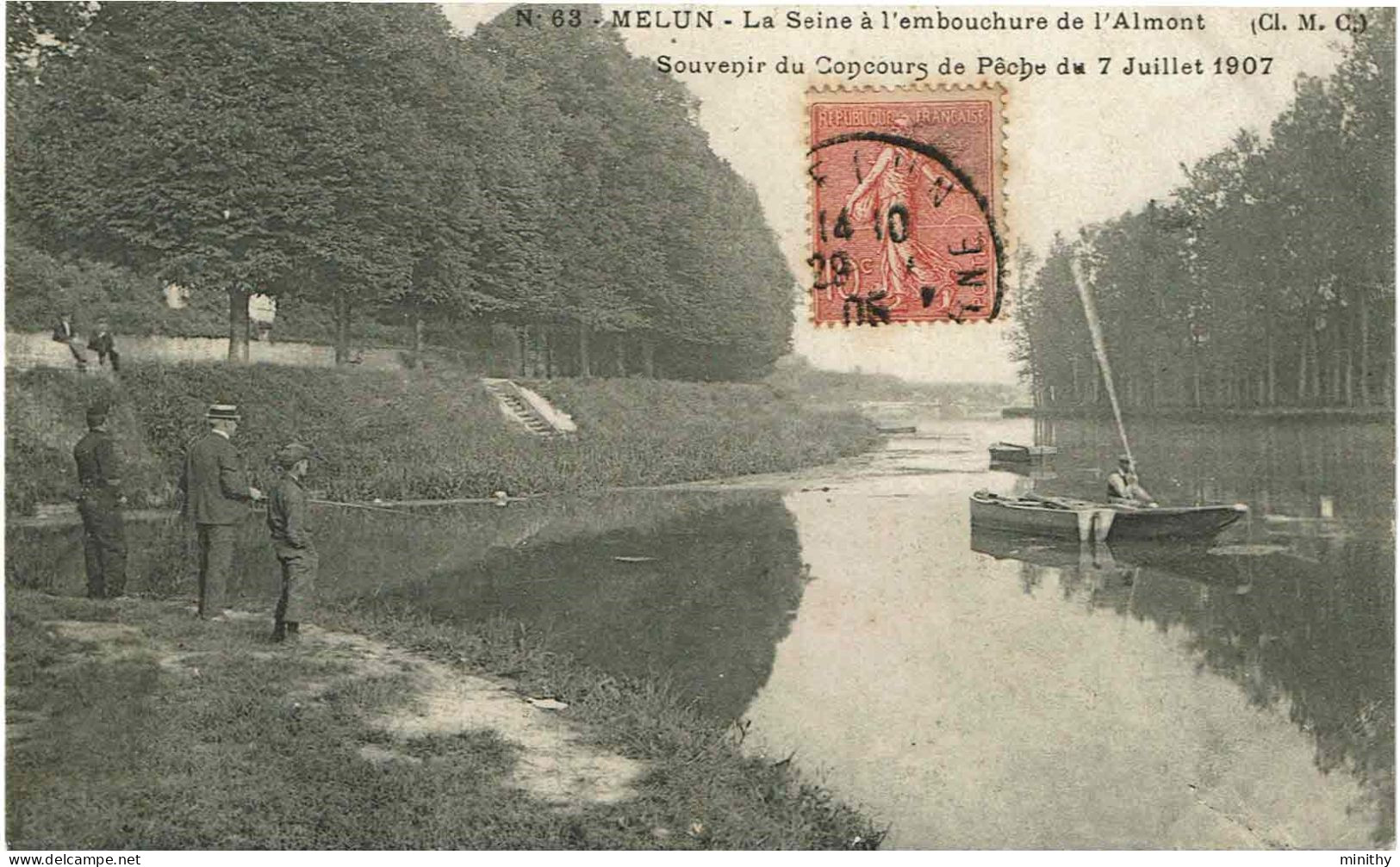 MELUN  -  Souvenir Du Concours De Pêche Du 7 Juillet 907 - La Seine à L'embouchure De L'Almont - Pesca