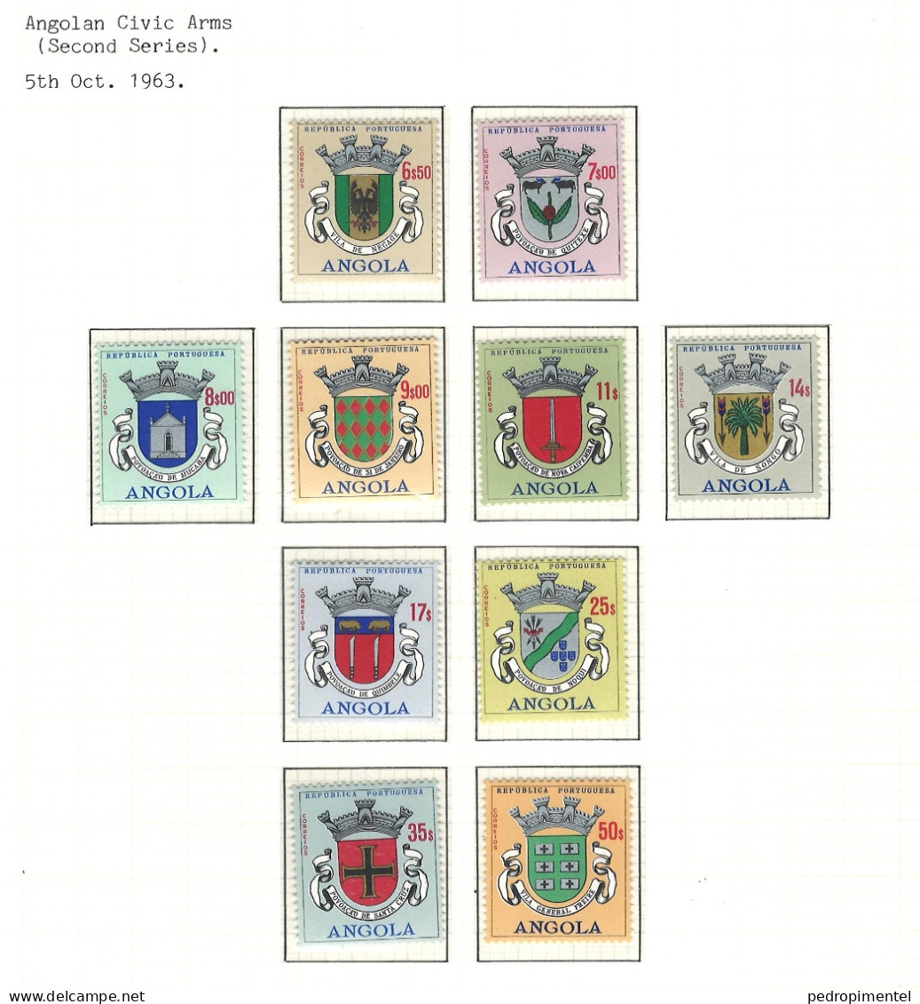 Portugal Angola 1963 "City Crests" MNH Mundifil Angola #457-478 (#467 Missing) - Angola