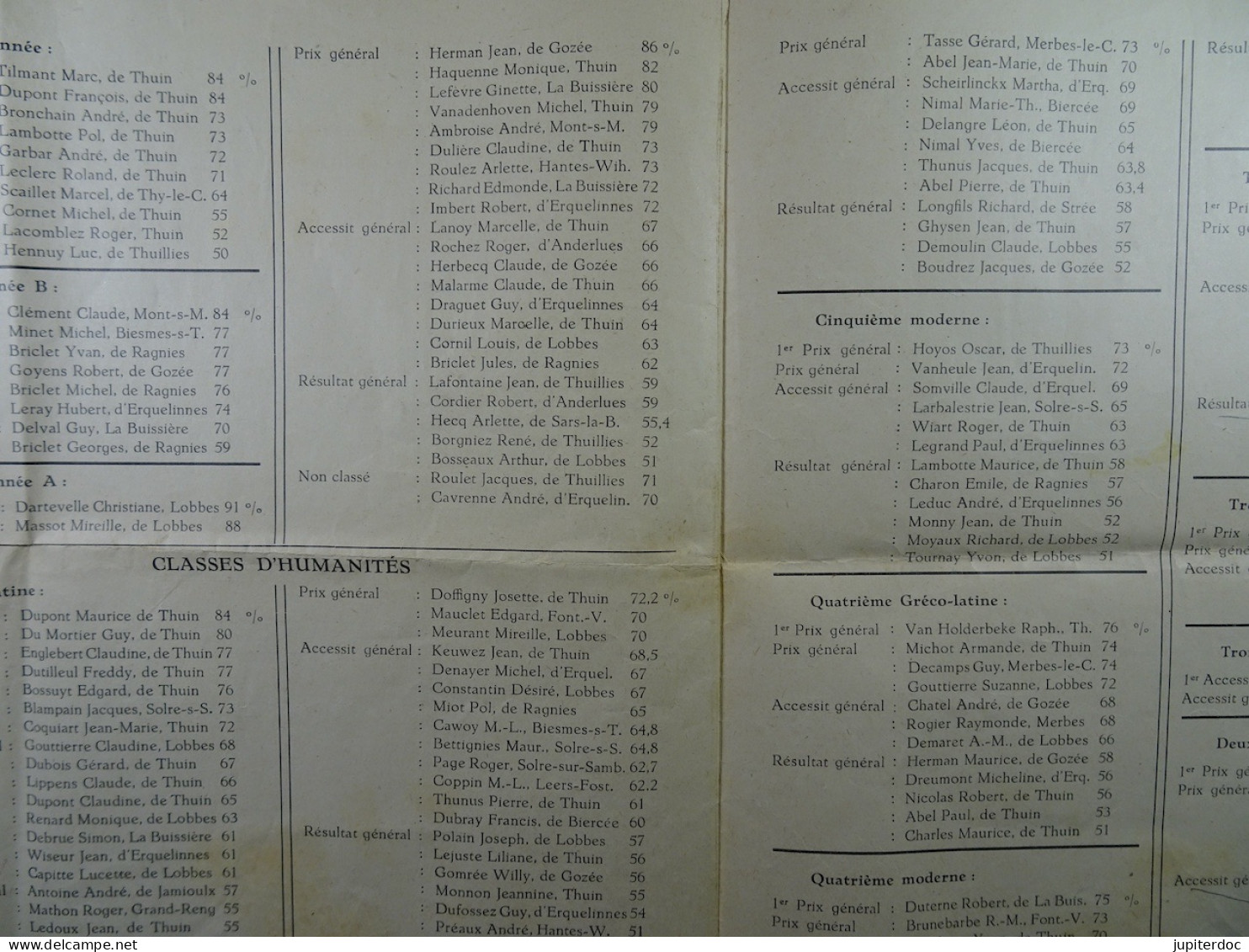 Collège Royal De Thuin Palmarès De L'Année Scolaire 1945-1946 (liste Des Anciens élèves Morts à La Guerre) - Diploma's En Schoolrapporten