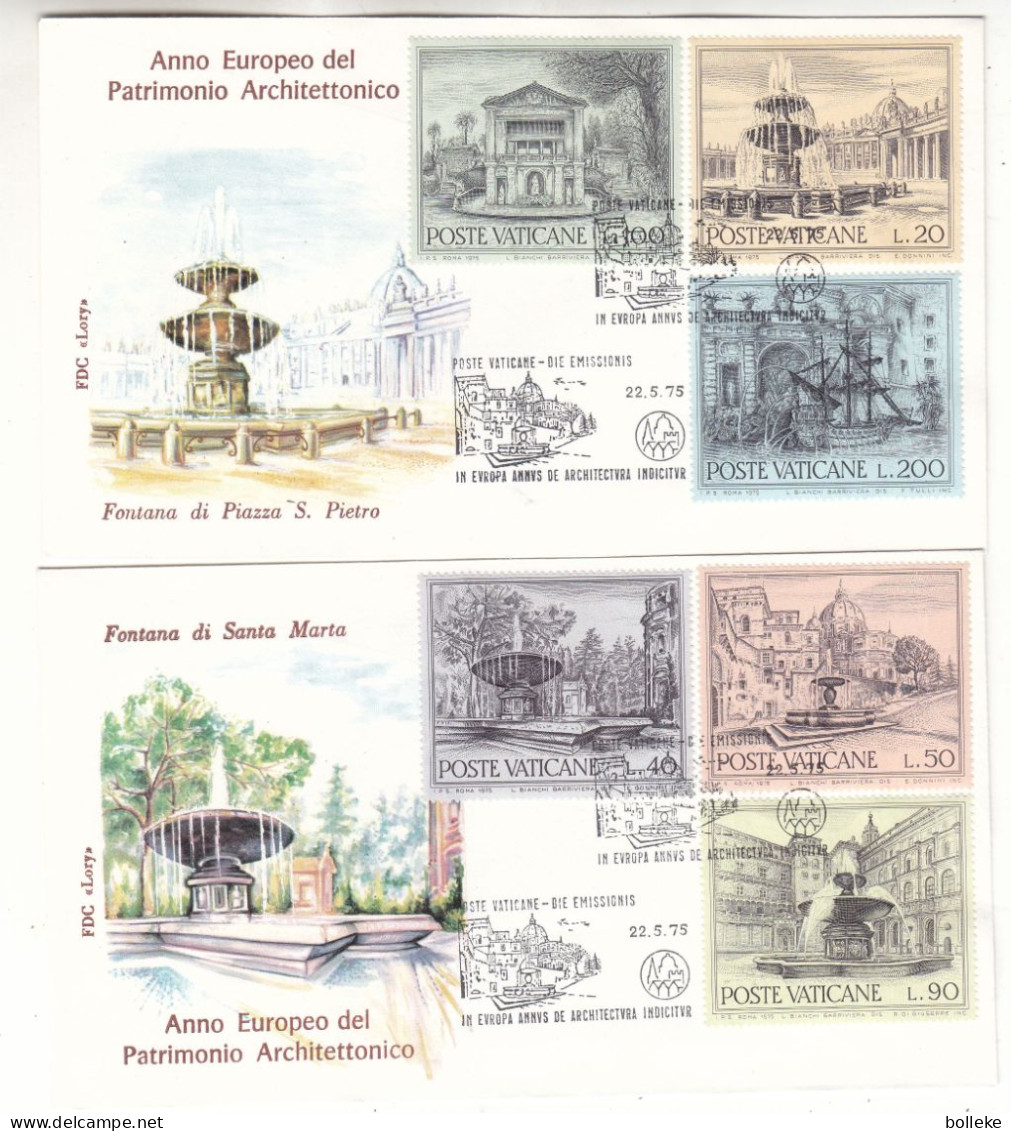 Vatican - 2 Lettres FDC De 1975 - Oblit Poste Vaticane - Fontaines - - Cartas & Documentos