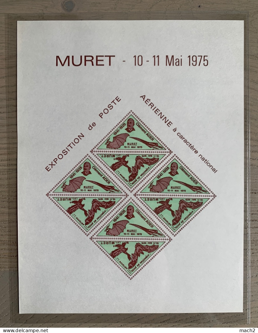 Vignette AVIATION - Bloc Feuillet MURET 50 Ans Mort De Clément Ader Mai 1975 Cachet Illustré CONCORDE - Concorde