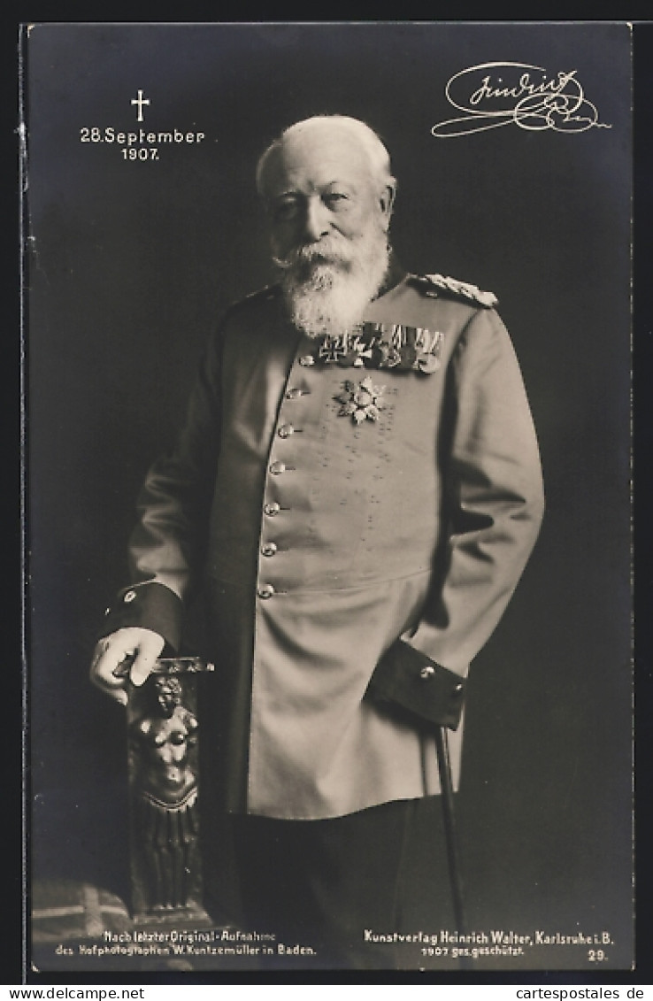 AK Grossherzog Friedrich Von Baden In Uniform  - Familles Royales