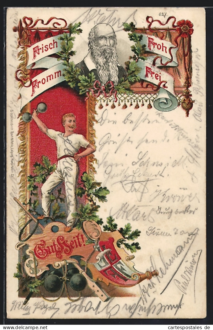 Lithographie Hamburg-Stellingen, Zur Erinnerung An Das Gauturnfest Des Elbgaues Stellingen-Langenfelde 1899  - Sportifs