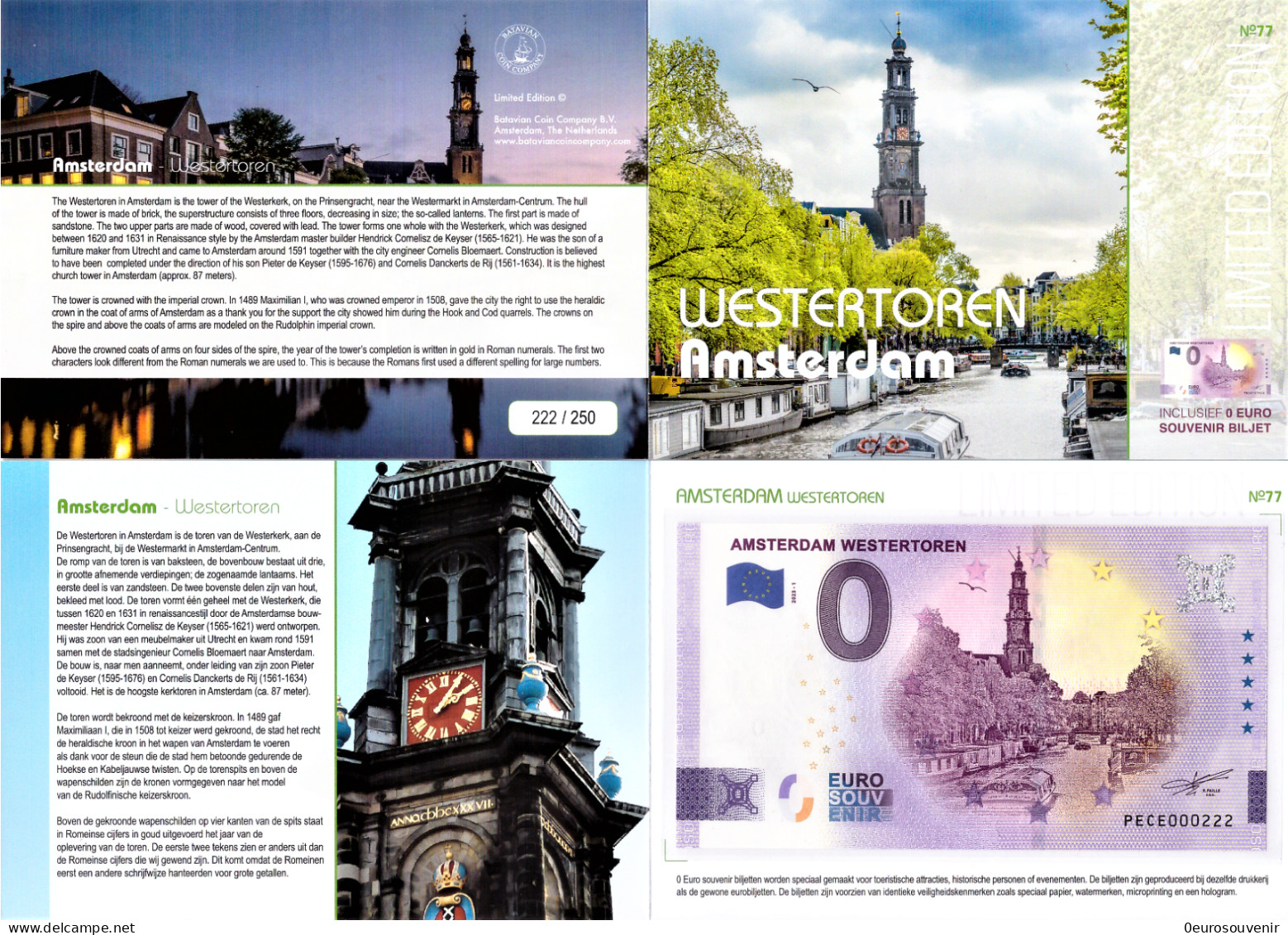 0-Euro PECE 2023-1 AMSTERDAM WESTERTOREN First Issue Pack No. Nur Bis #250 ! - Pruebas Privadas