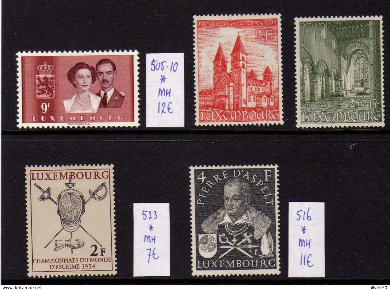 Luxembourg - (1953-54) - Echternacht - Marriage Princier - Pierre D'Aspelt - Escrime - Neufs* - MH - Unused Stamps