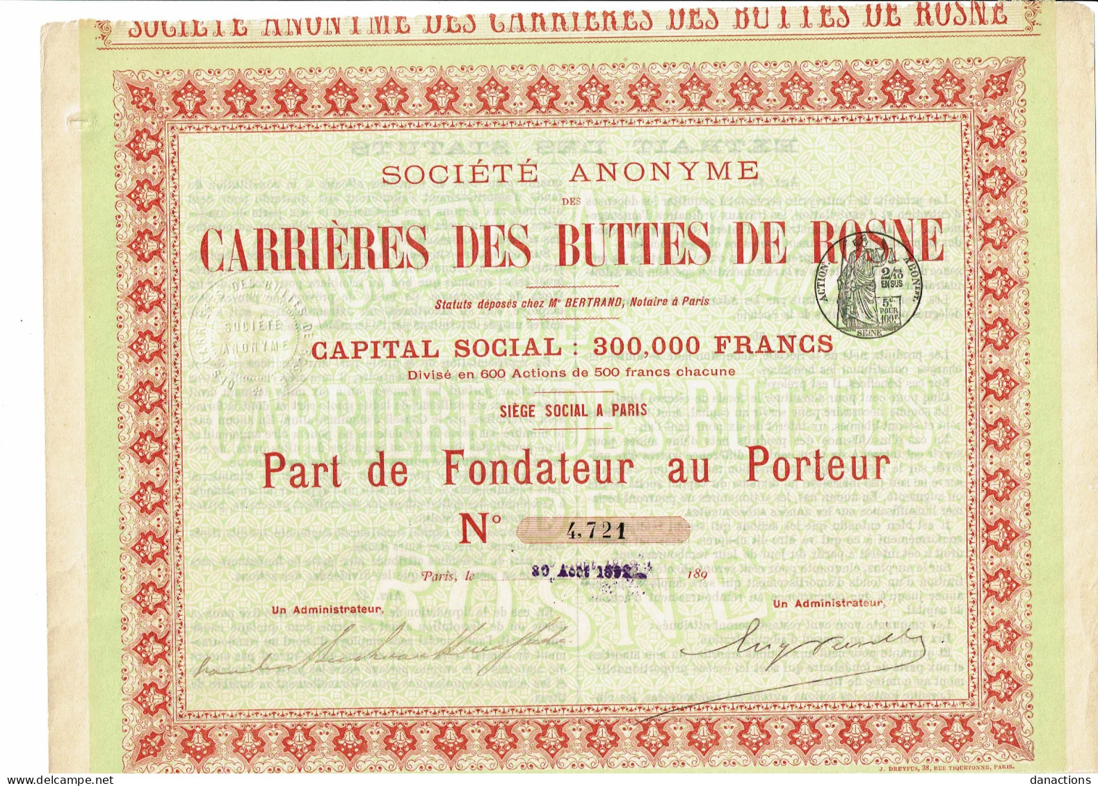 75-CARRIERES DES BUTTES DE ROSNE. SA DES ... 1892   Lot De 3 - Sonstige & Ohne Zuordnung