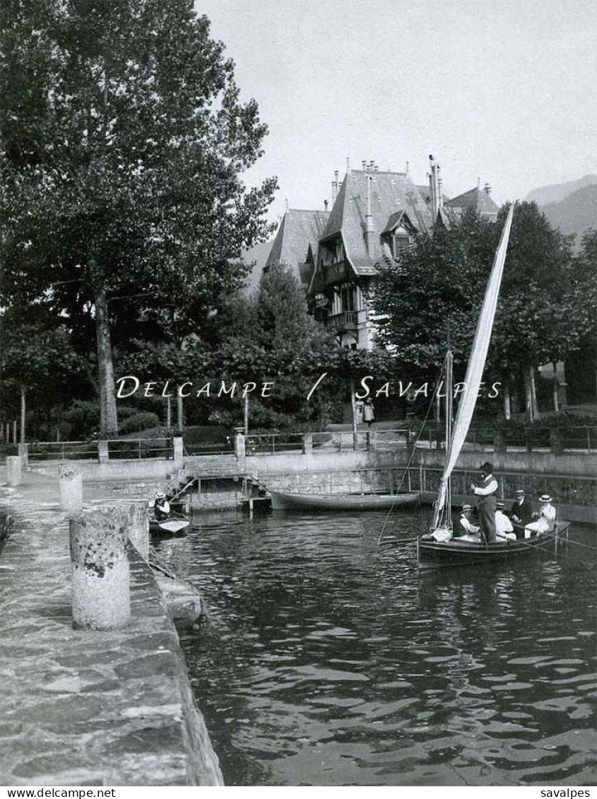 Haute-Savoie Lac Léman * Lugrin Villa Vindry Et Son Port, Evian-les-Bains * 3 Photos Originales Vers 1910 - Places