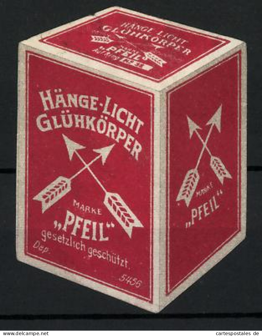 Reklamemarke Hänge-Licht Glühkörper Marke Pfeil, Schachtel  - Vignetten (Erinnophilie)