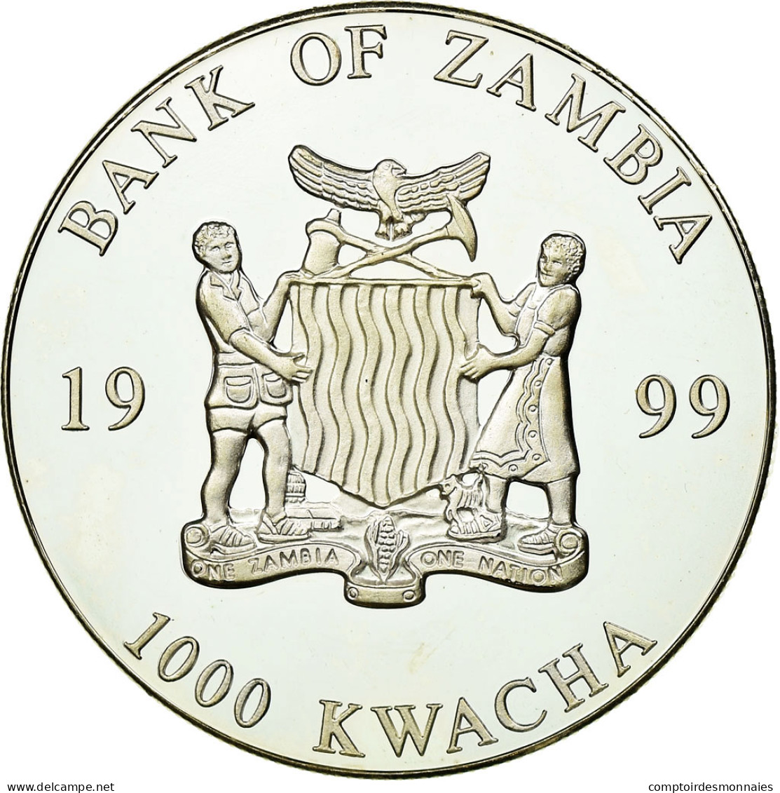 Monnaie, Zambie, 1000 Kwacha, 1999, British Royal Mint, FDC, Silver Plated - Zambia