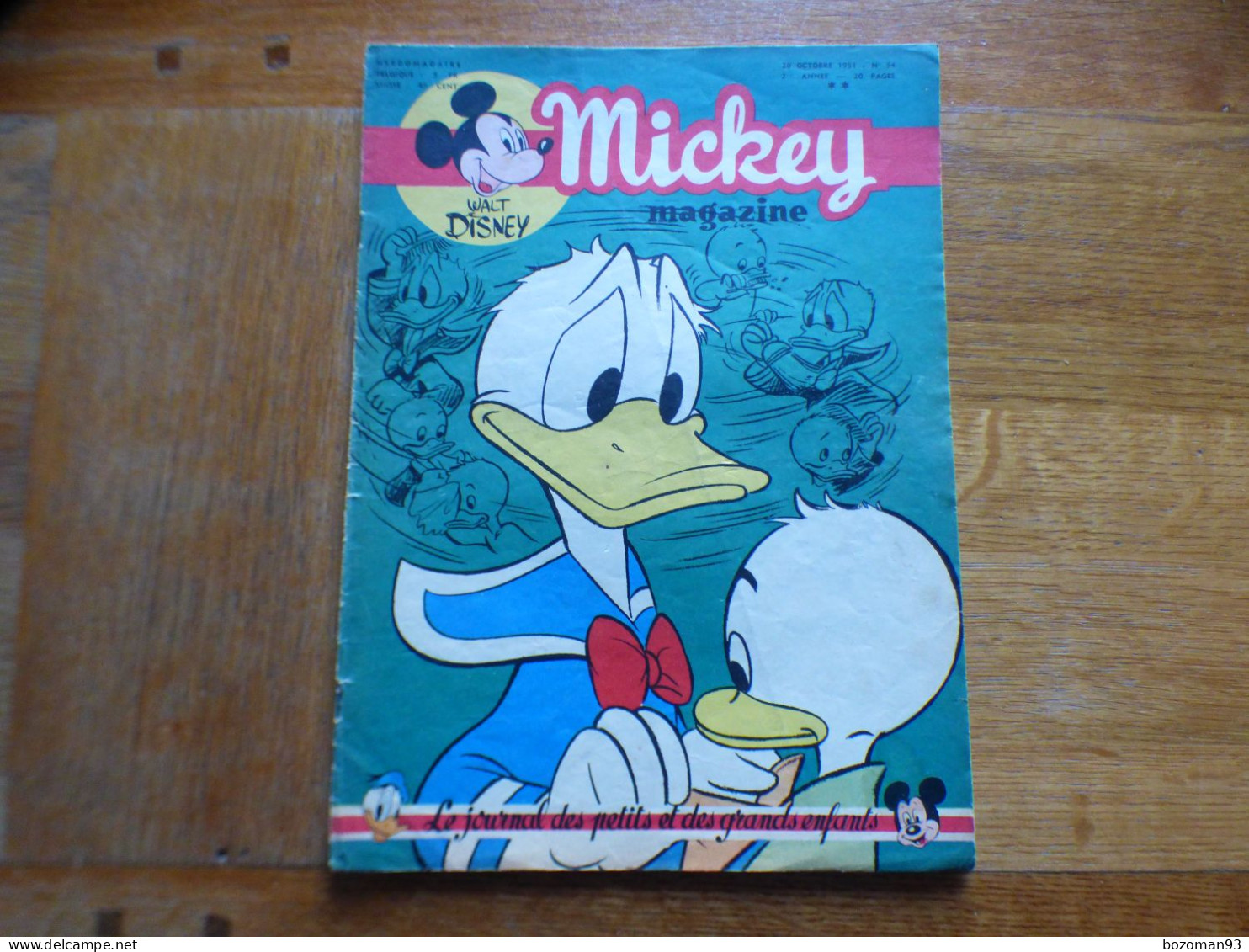 JOURNAL MICKEY BELGE  N° 54  Du 20/10/1951  COVER  DONALD + BLANCHE NEIGE - Journal De Mickey