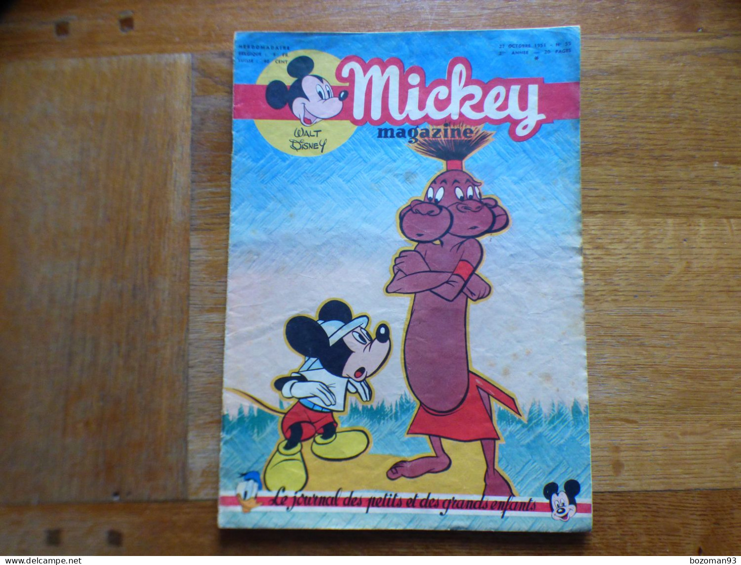 JOURNAL MICKEY BELGE  N° 55  Du 27/10/1951  COVER  MICKEY + BLANCHE NEIGE - Journal De Mickey