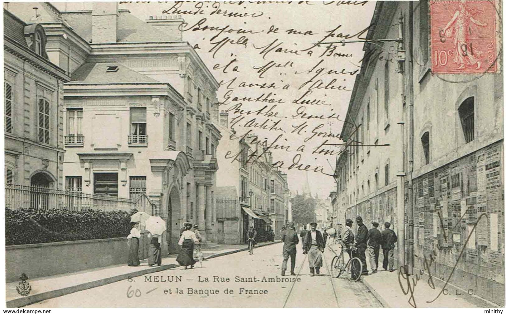 MELUN  -  La Rue Saint-Ambroise Et La Banque De France - Banques