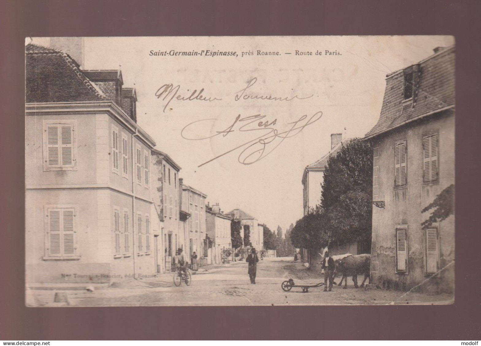 CPA - 42 - Saint-Germain-L'Espinasse - Route De Paris - Animée - Circulée En 1904 (coin Plié) - Roanne