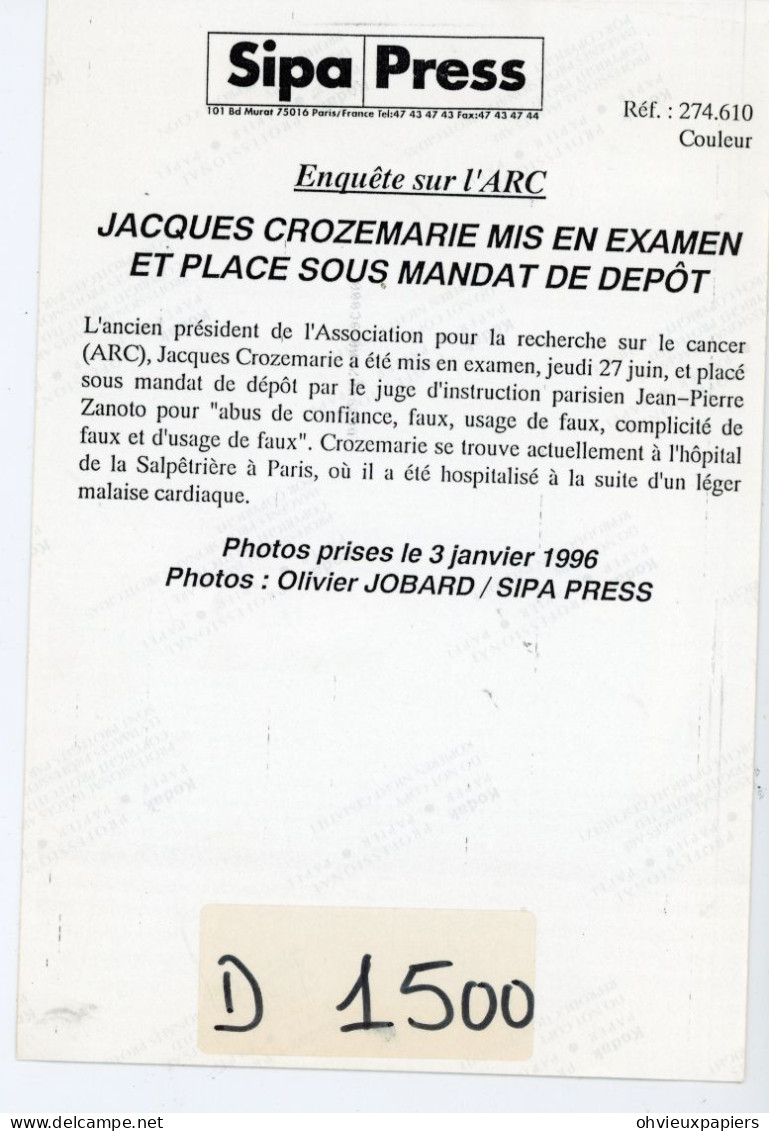 Lot De 4 Photos Originale JACQUES CROZEMARIE  Ancien  Président De L'ARC  Et Ses Déboires Avec La Justice - Identifizierten Personen