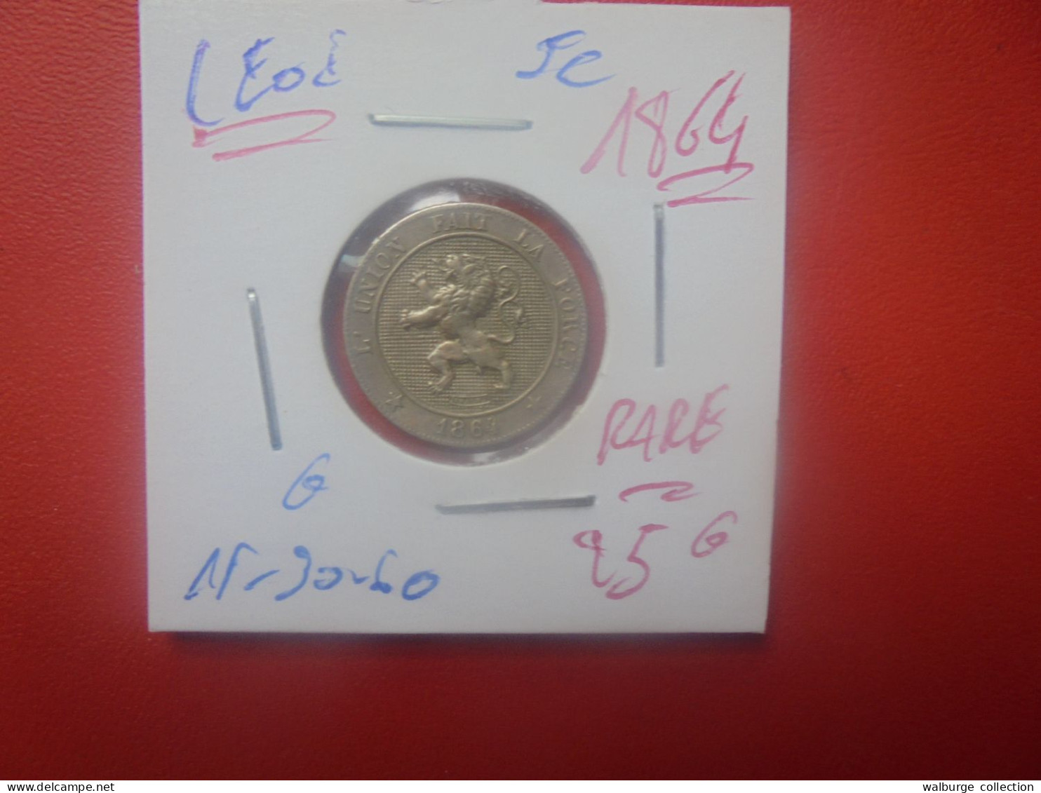 Léopold 1er. 5 Centimes 1864 ASSEZ RARE ! (A.2) - 5 Cent