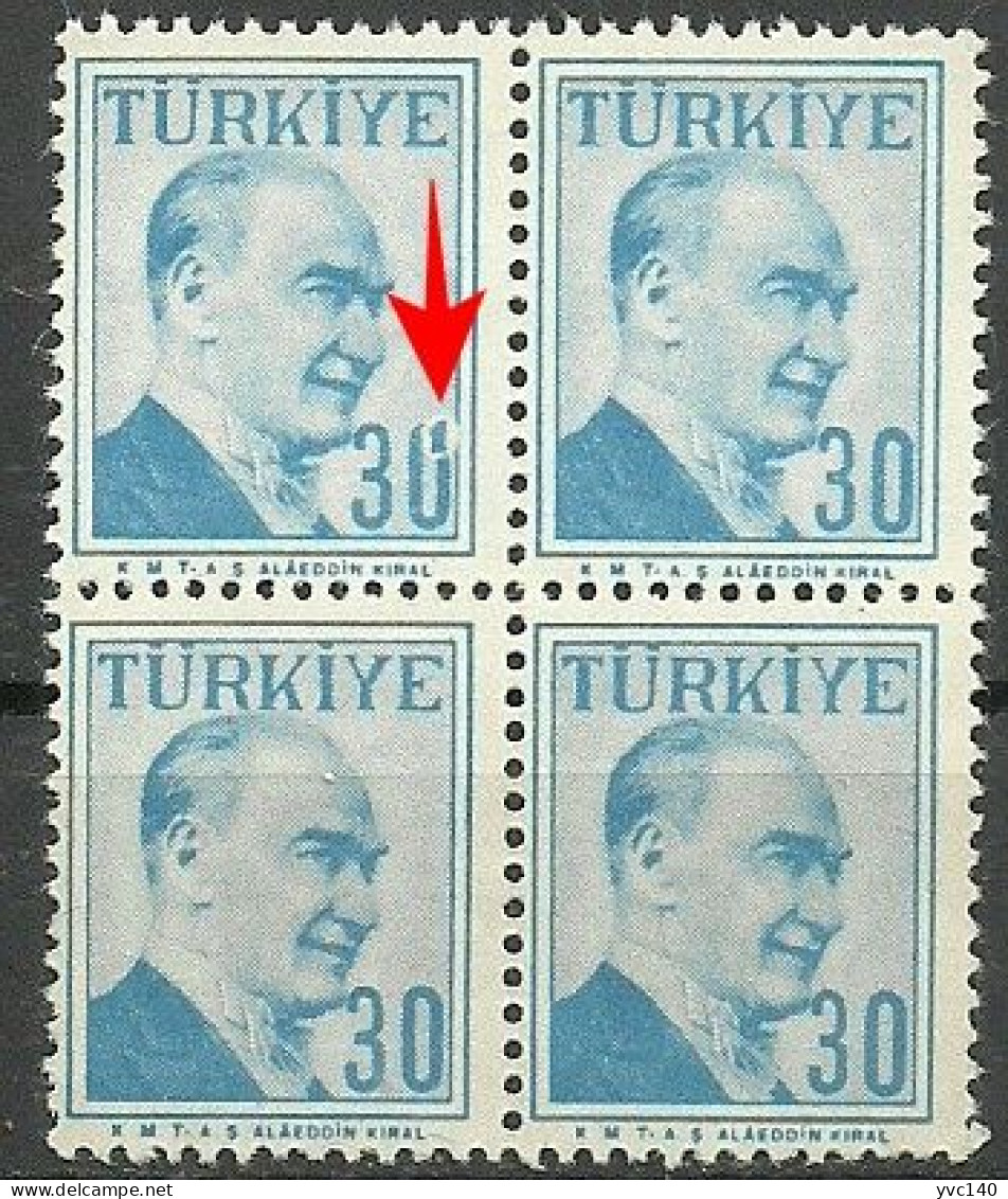 Turkey; 1957 Regular Postage Stamp 30 K. ERROR "Smer Print" - Neufs