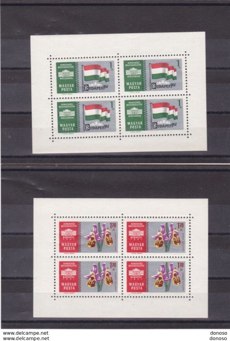 HONGRIE 1961 Drapeau, Orchidée, Papillon, Chardonneret  4 FEUILLES DE 4 Yvert 1440-1443, Michel 1765-1768 KB NEUF** MNH - Ongebruikt