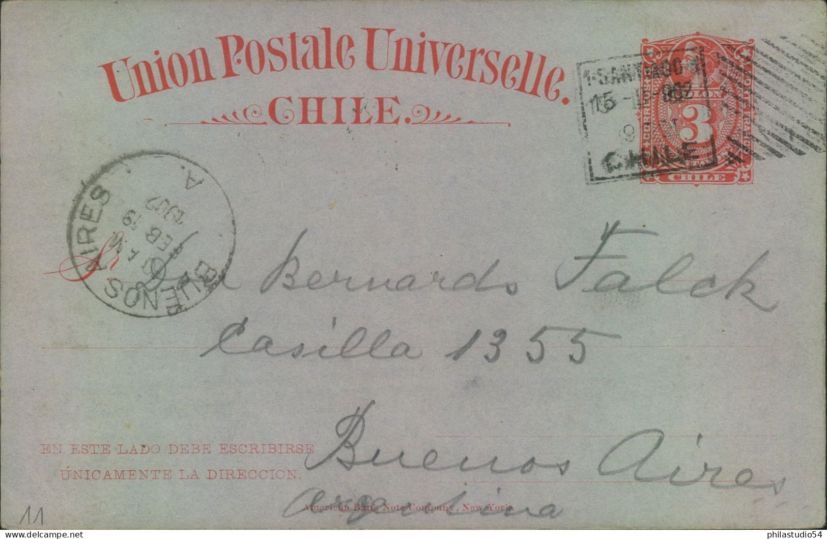 1902, Stationery Card With Hoster Postmark From VALPARAISO To Buenos Aires - Chile
