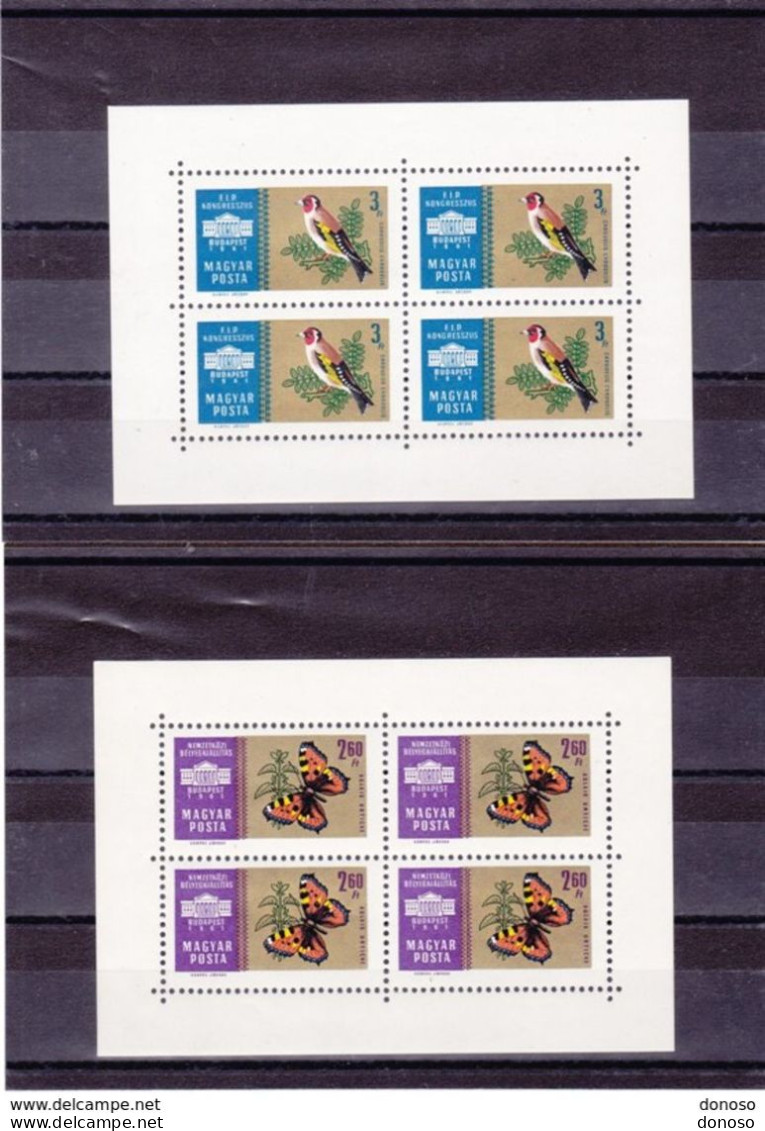 HONGRIE 1961 Drapeau, Orchidée, Papillon, Chardonneret 4 FEUILLES DE 4 Yvert 1444-1447, Michel 1783-1786 KB NEUF** MNH - Unused Stamps