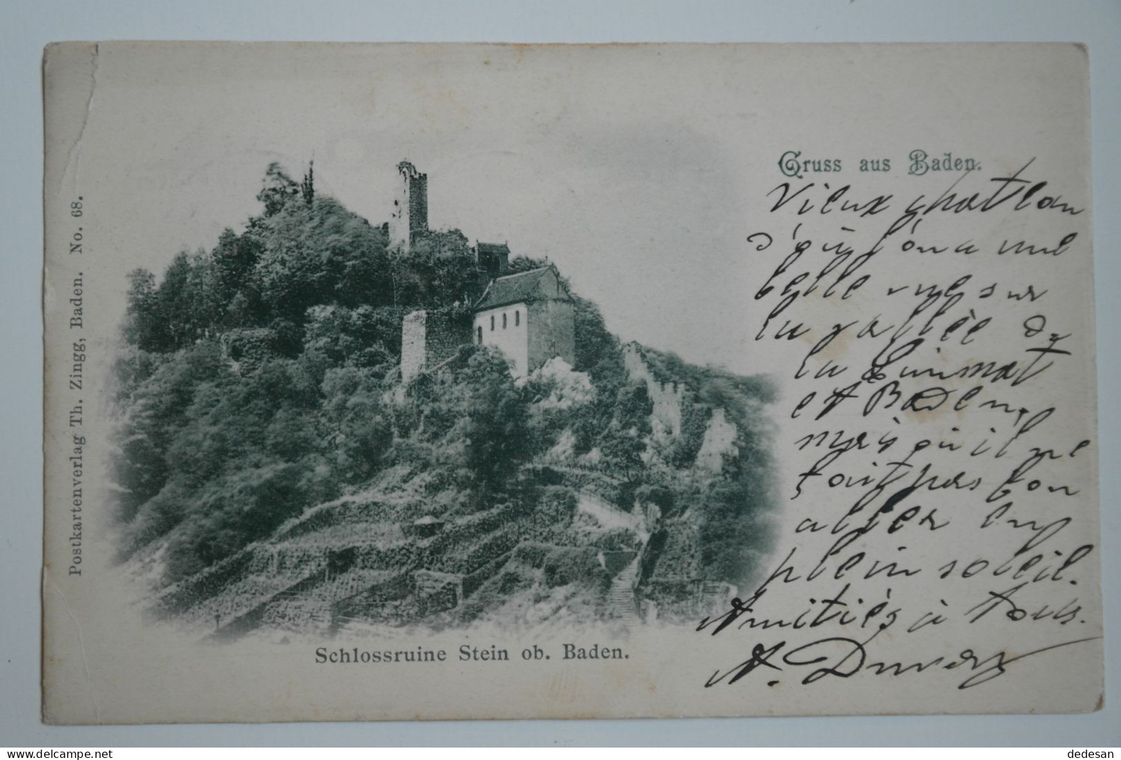 CPA 1910 Gruss Aus Baden Schlossruine Stein Ob. Baden - CHA03 - Baden