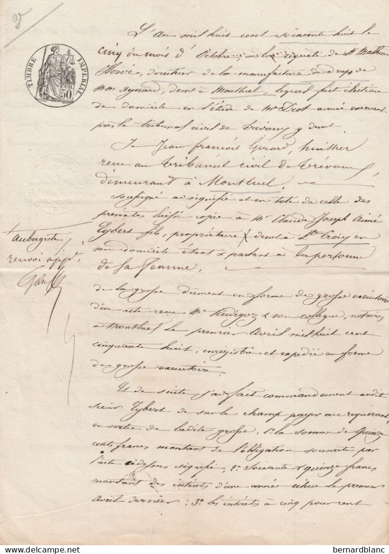 VP 1 FEUILLE - 1868 - MONTLUEL - ST CROIX - Manuskripte