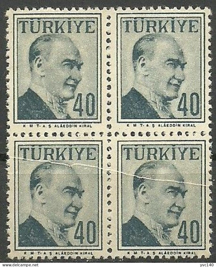 Turkey; 1957 Regular Postage Stamp 40 K. "Pleat ERROR" - Nuovi