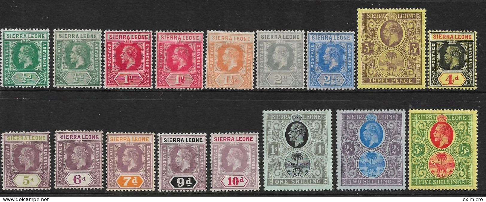 SIERRA LEONE 1912 - 1921 SET TO 5s SG 112/126 WMK MULTIPLE CROWN CA MOUNTED MINT Cat £154 - Sierra Leone (...-1960)