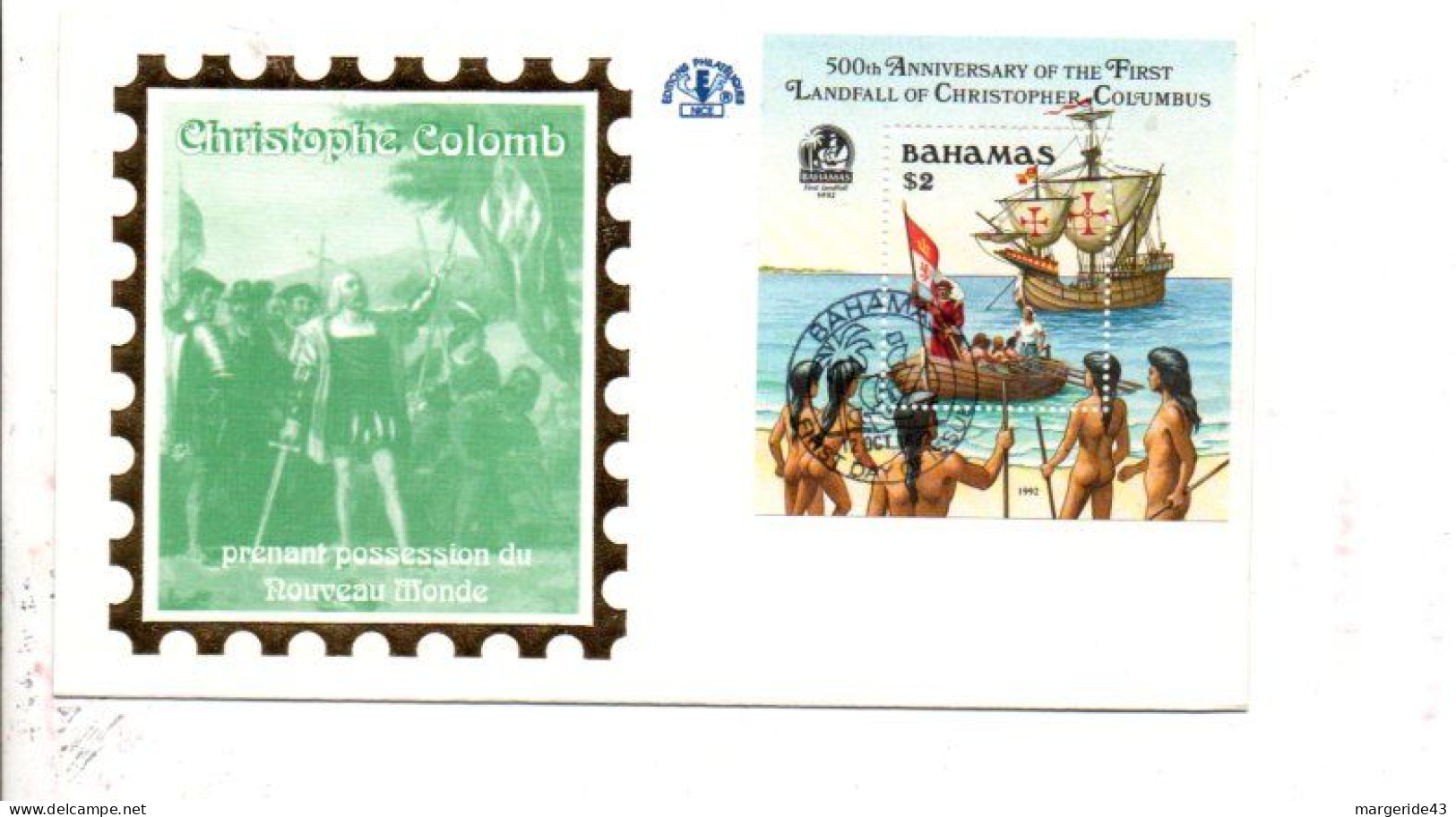 BAHAMAS  FDC 1992 ARRIVEE DE CHRISTOPHE COLOMB - Christoph Kolumbus