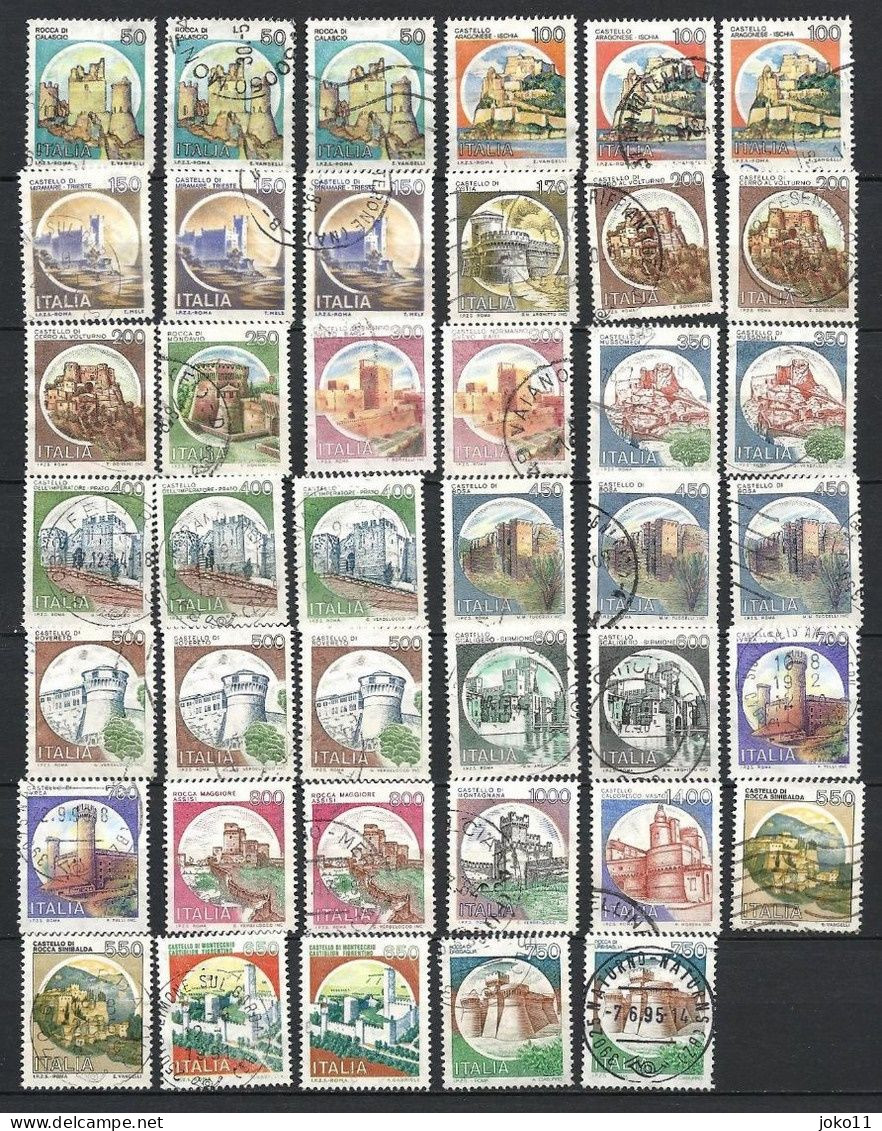 Italien, 41 Freimarken Burgen Und Schlösser, Gestempelt - Collections