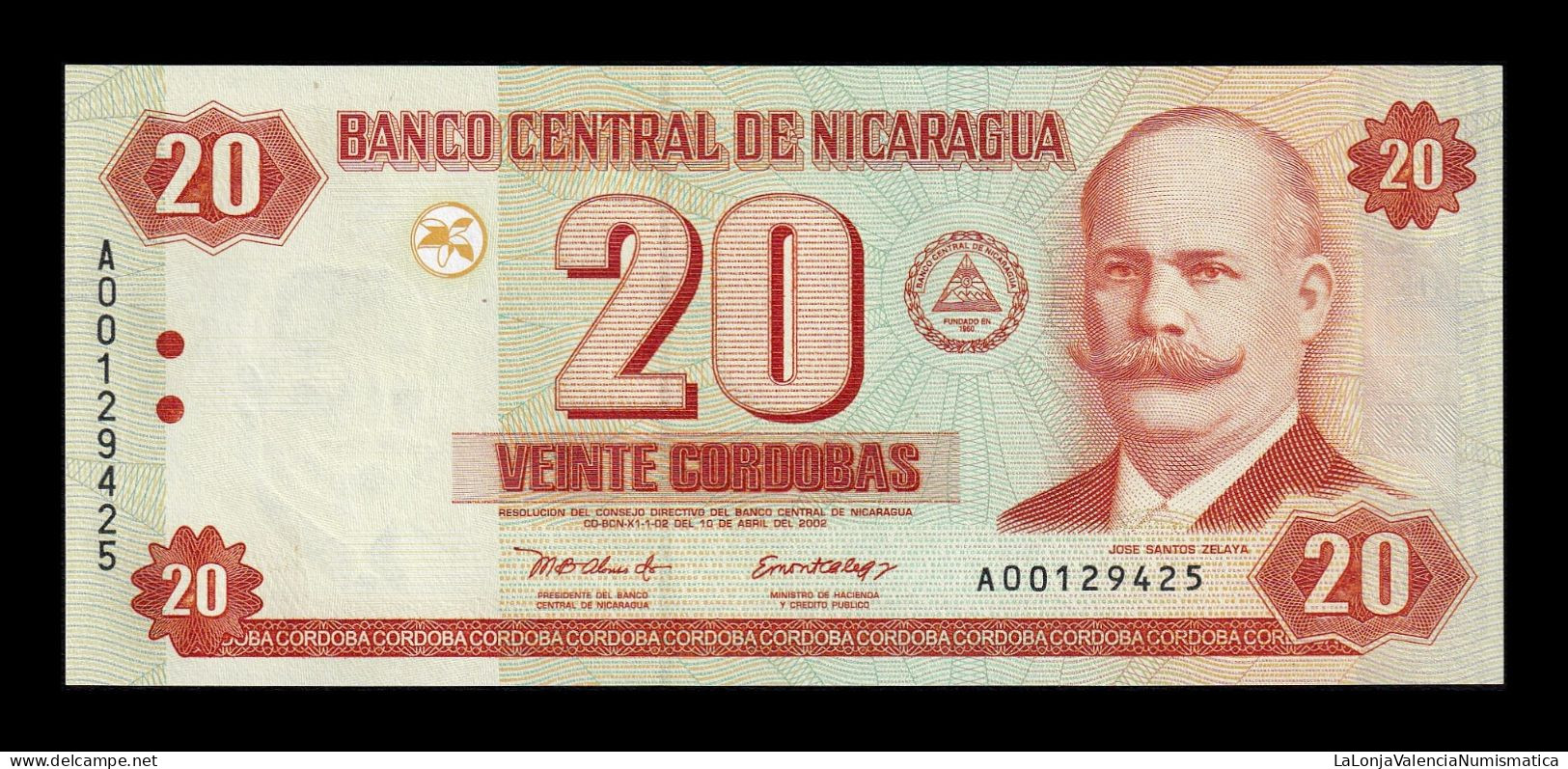 Nicaragua 20 Córdobas 2002 Pick 192 Sc Unc - Nicaragua