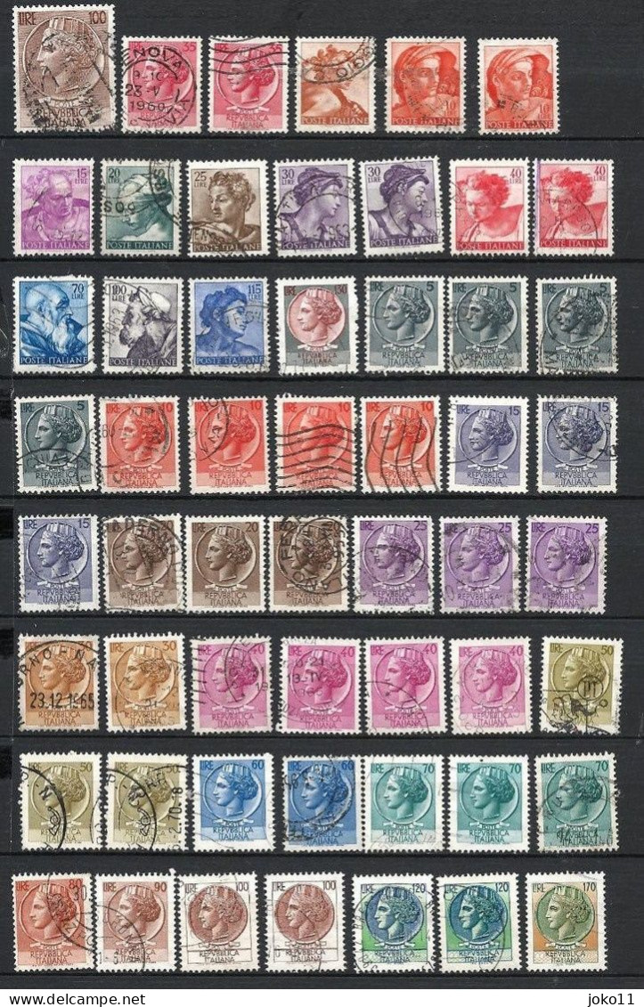 Italien, 55 Freimarken, Köpfe, Gestempelt - Collections