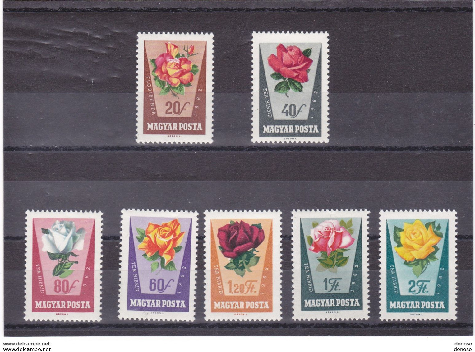 HONGRIE 1962 FLEURS ROSES Yvert 1516-1522, Michel 1856-1862 NEUF** MNH Cote Yv 7 Euros - Ungebraucht