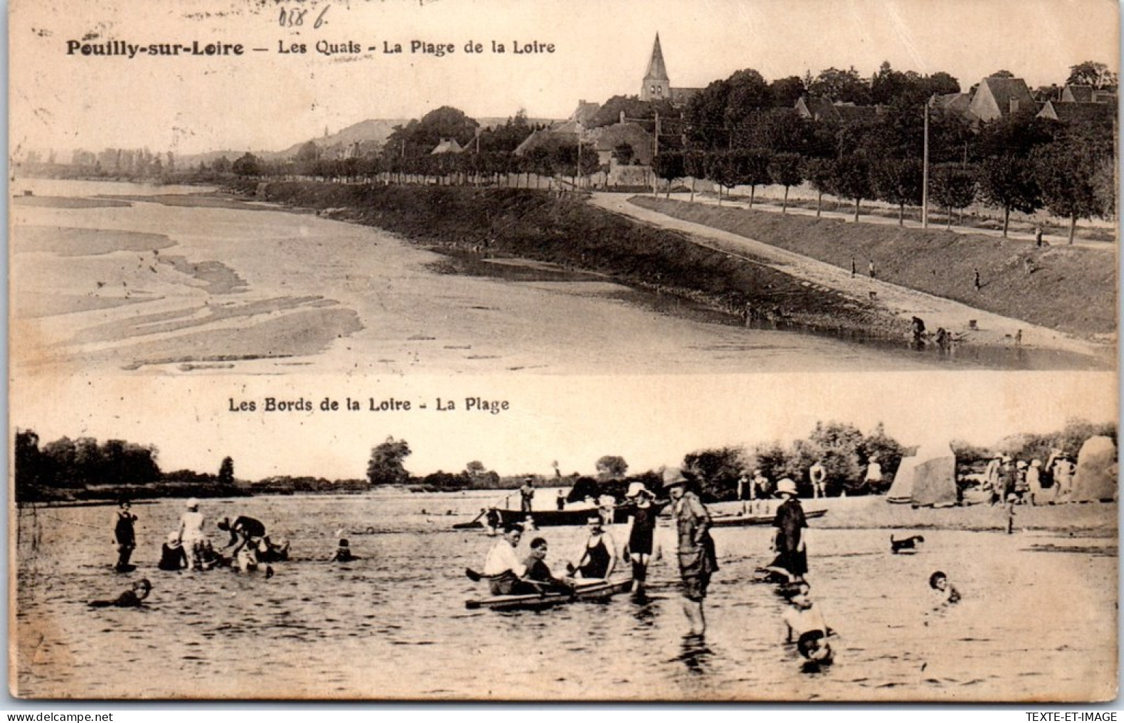 58 POUILLY SUR LOIRE - Carte Double Vues Des Bords De Loire  - Pouilly Sur Loire