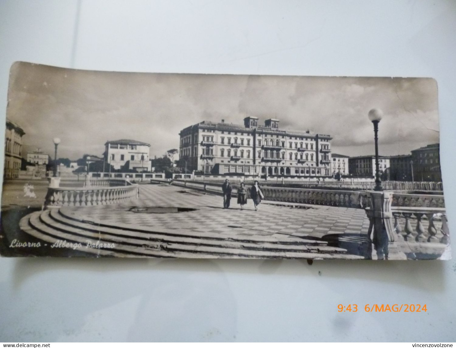 Cartolina  Panoramica Viaggiata  "LIVORNO Albergo Palazzo" Anni 1950 - Hotels & Restaurants