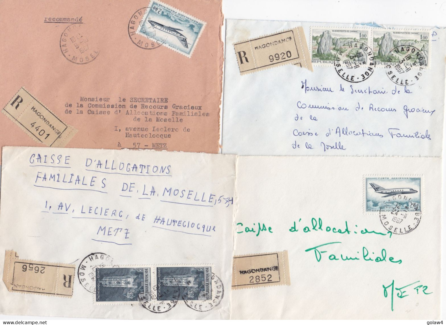 36986# LOT 24 LETTRES FRANCHISE PARTIELLE RECOMMANDE Obl HAGONDANGE MOSELLE 1967 1968 Pour METZ 57 - Cartas & Documentos