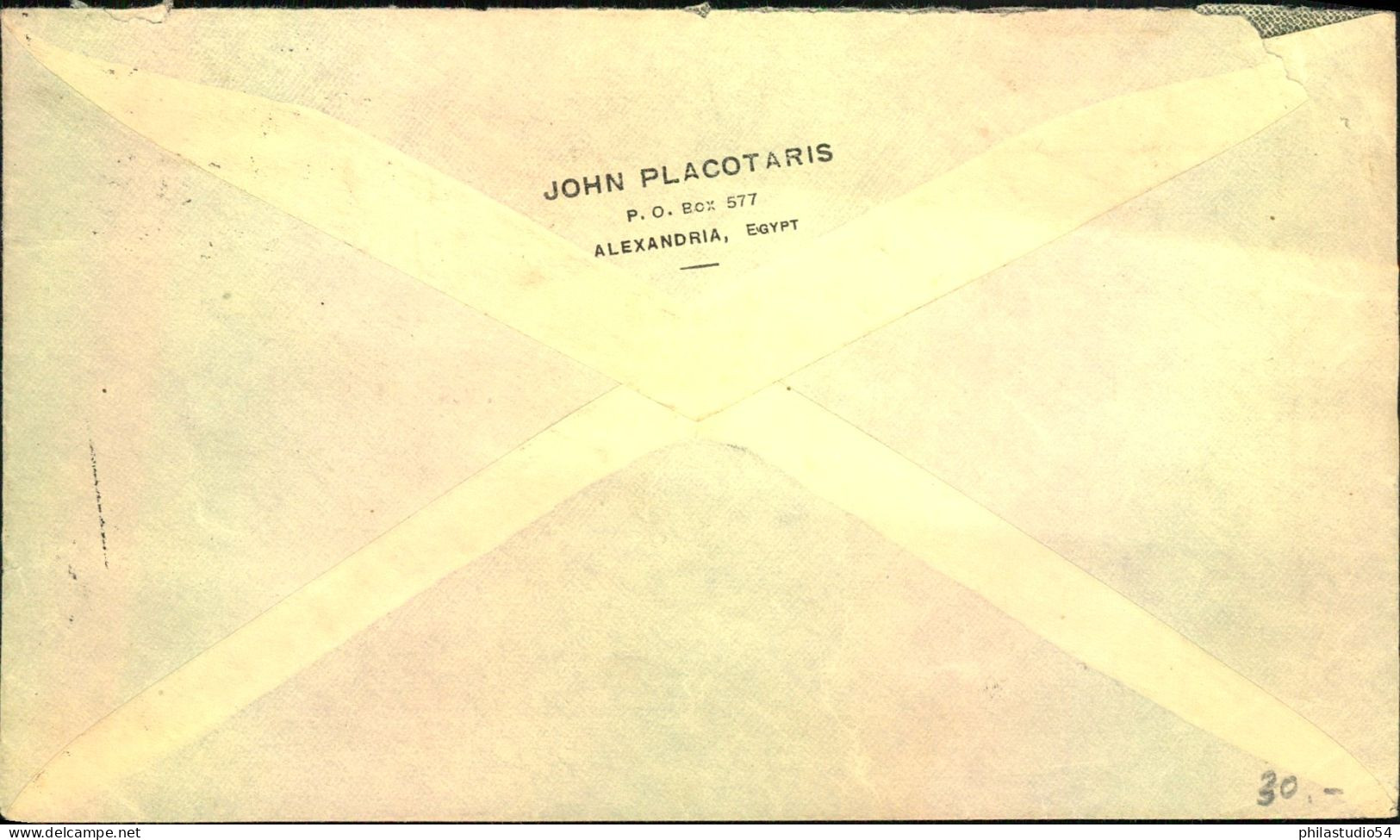 1922, Envelope From ALEXANDRIA With 6 Overprinted Stamüs - Brieven En Documenten