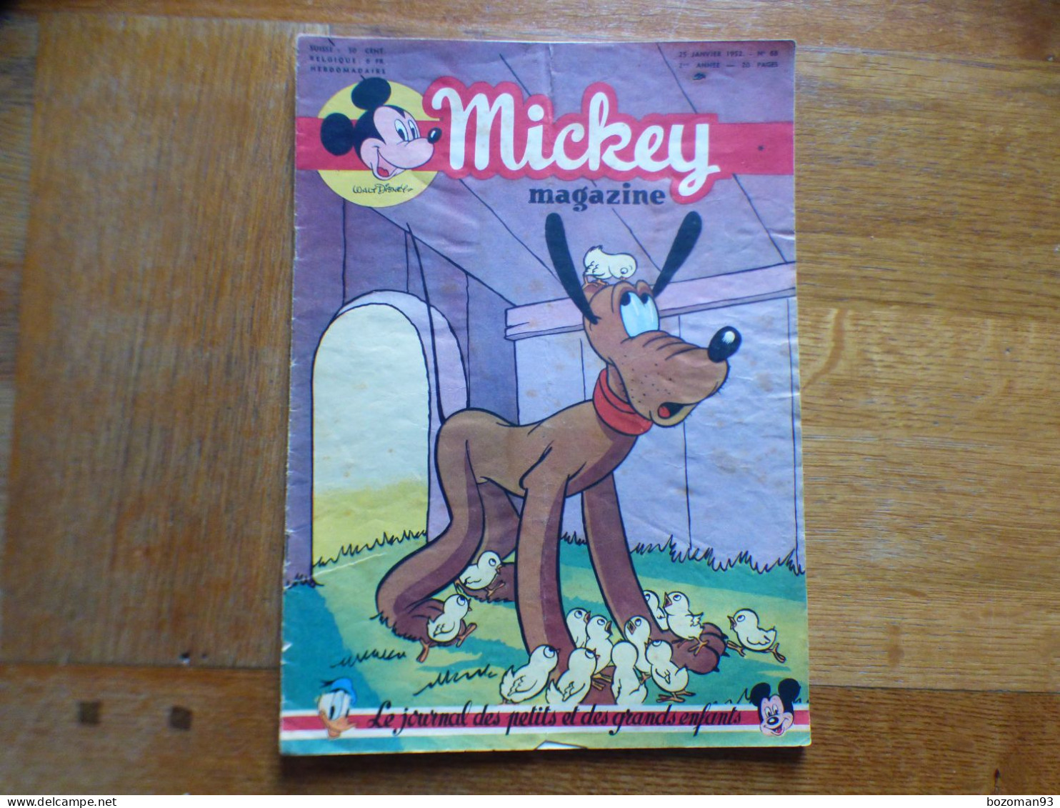 JOURNAL MICKEY BELGE  N° 68  Du 25/01/1952  COVER PLUTO + BLANCHE NEIGE - Journal De Mickey