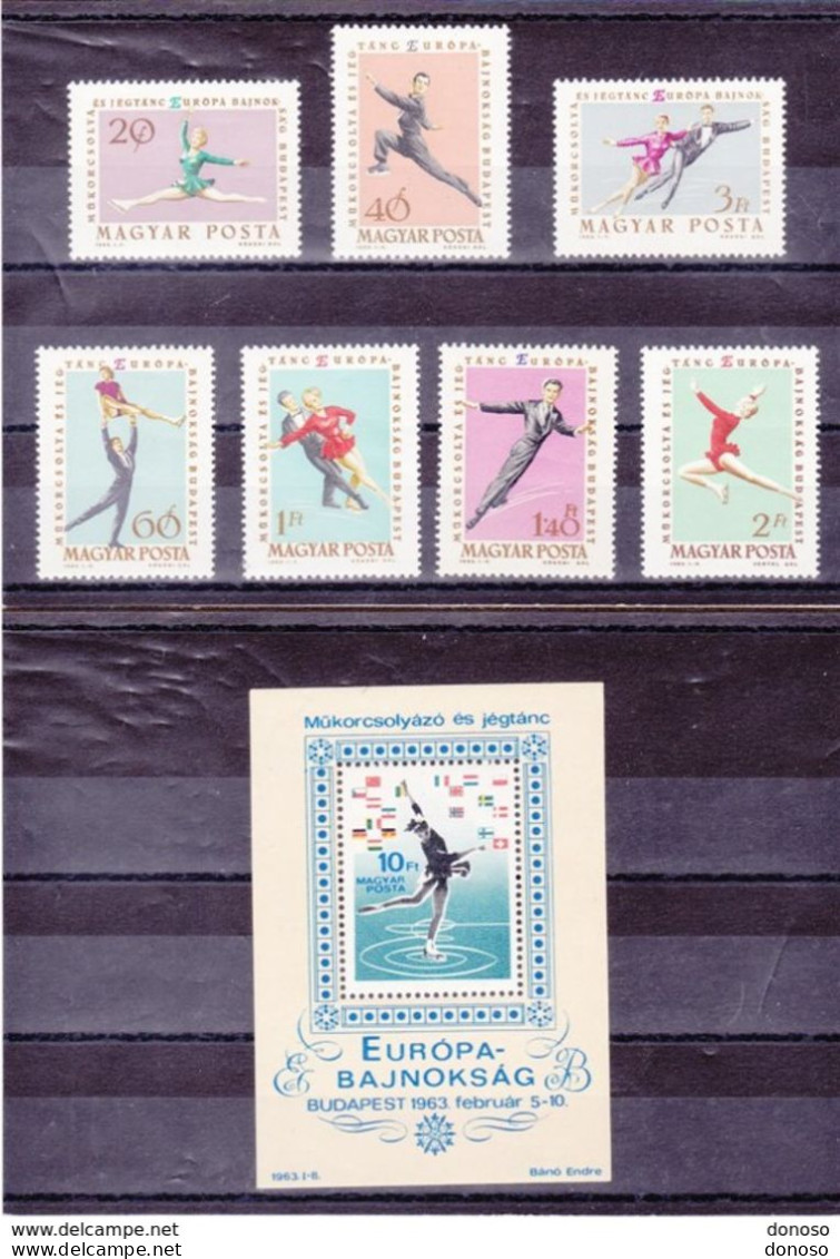 HONGRIE 1963 PATINAGE  Yvert 1539-1545 + BF 43, Michel 1898-1904 + Bl 37 NEUF** MNH Cote 22,50 Euros - Neufs