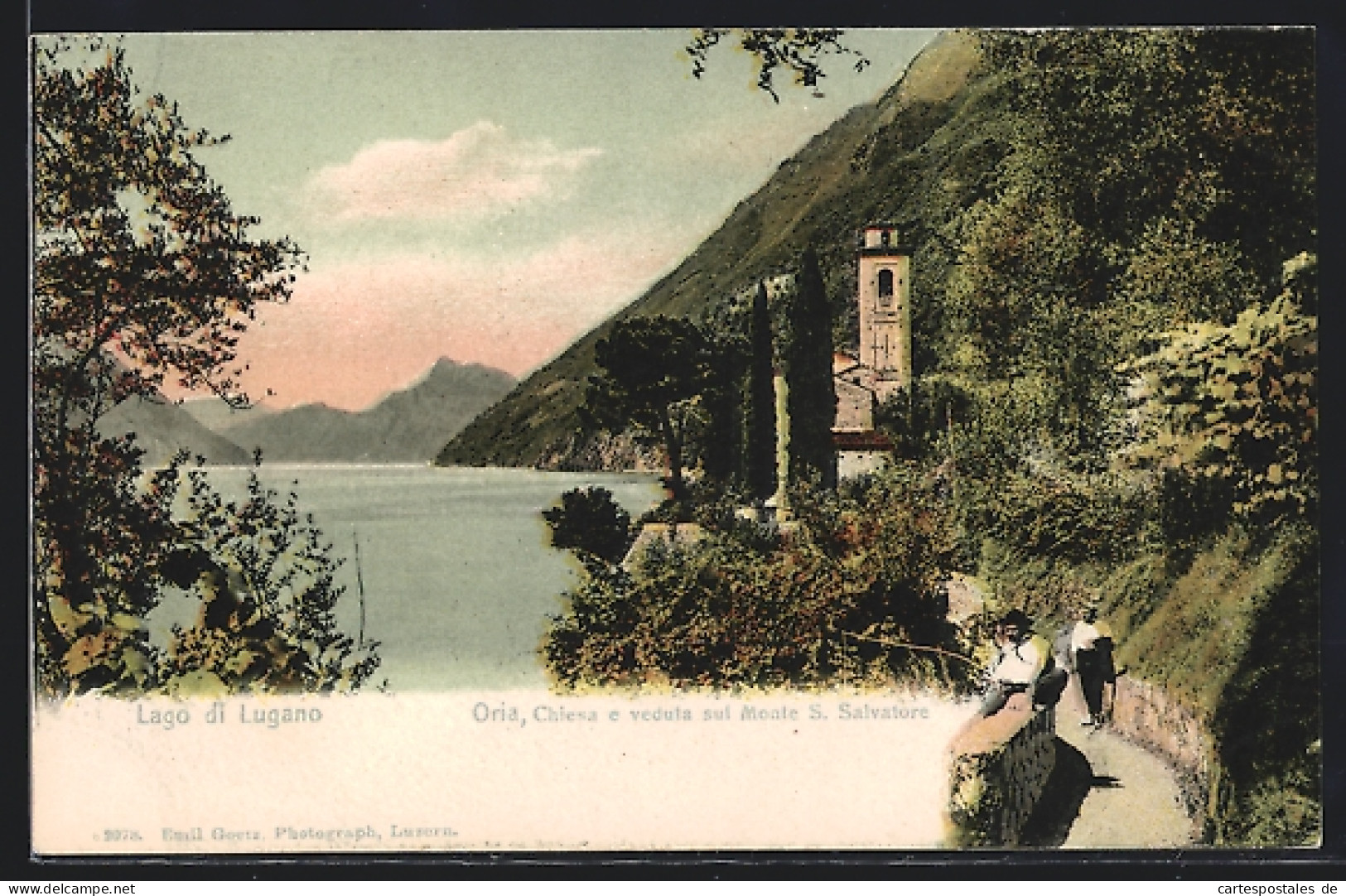 Cartolina Valsolda, Oria /Lago Di Lugano, Chiesa E Veduta Sul Monte S. Salvatore  - Other & Unclassified