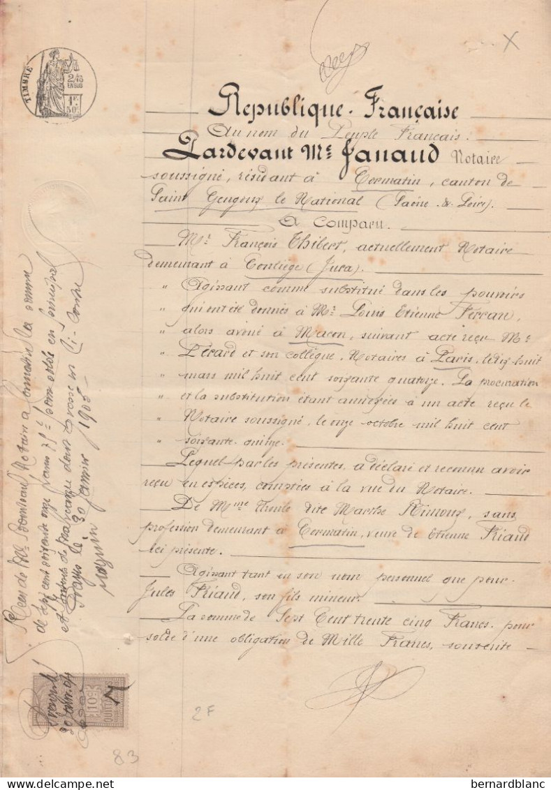 VP 2 FEUILLES - 1885 - CORMATIN - ST GENGOUX LE NATIONAL - CONLIEGE - MACON - PARIS - PRAYES - THISSEY - Manoscritti