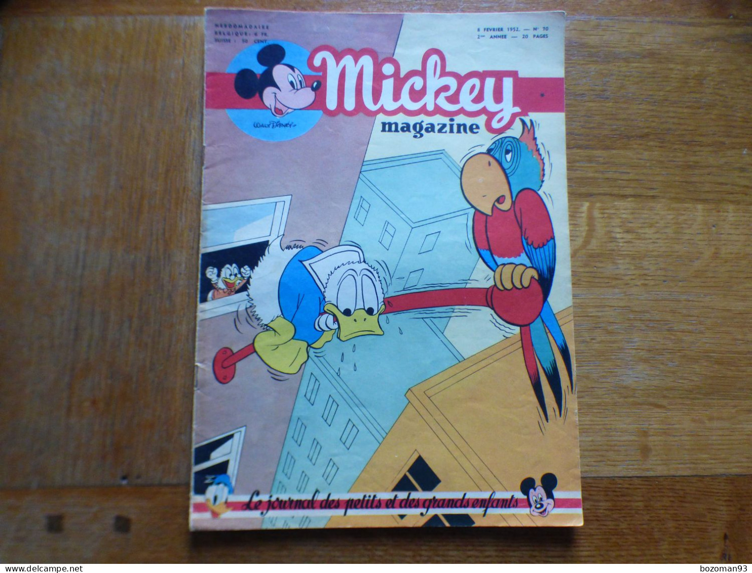 JOURNAL MICKEY BELGE  N° 70  Du 08/02/1952  COVER DONALD + ALICE AU PAYS DES MERVEILLES - Journal De Mickey