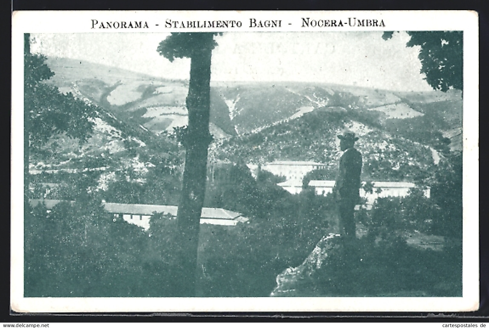 Cartolina Nocera-Umbra, Panorama, Stabilimento Bagni  - Altri & Non Classificati