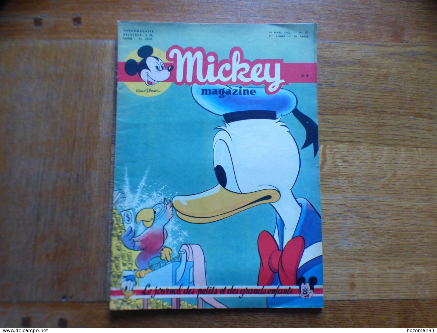 JOURNAL MICKEY BELGE  N° 75  Du 14/03/1952  COVER DONALD + ALICE AU PAYS DES MERVEILLES - Journal De Mickey