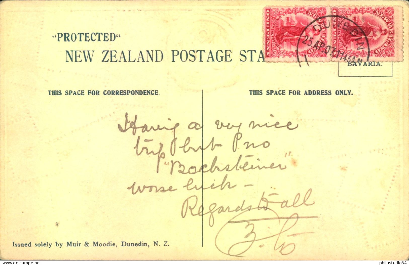 1907, Nice Picture Postcard Sent From DUNEDN - Briefe U. Dokumente
