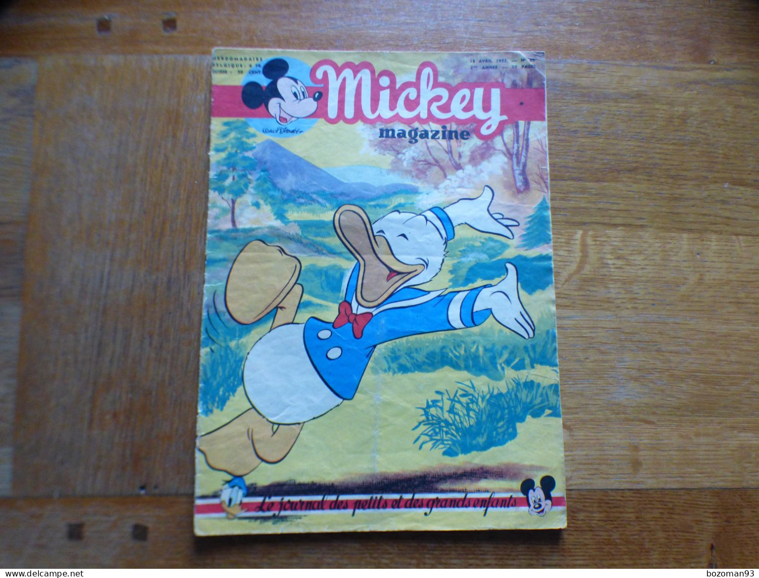 JOURNAL MICKEY BELGE  N° 80  Du 18/04/1952  COVER DONALD + ALICE AU PAYS DES MERVEILLES - Journal De Mickey