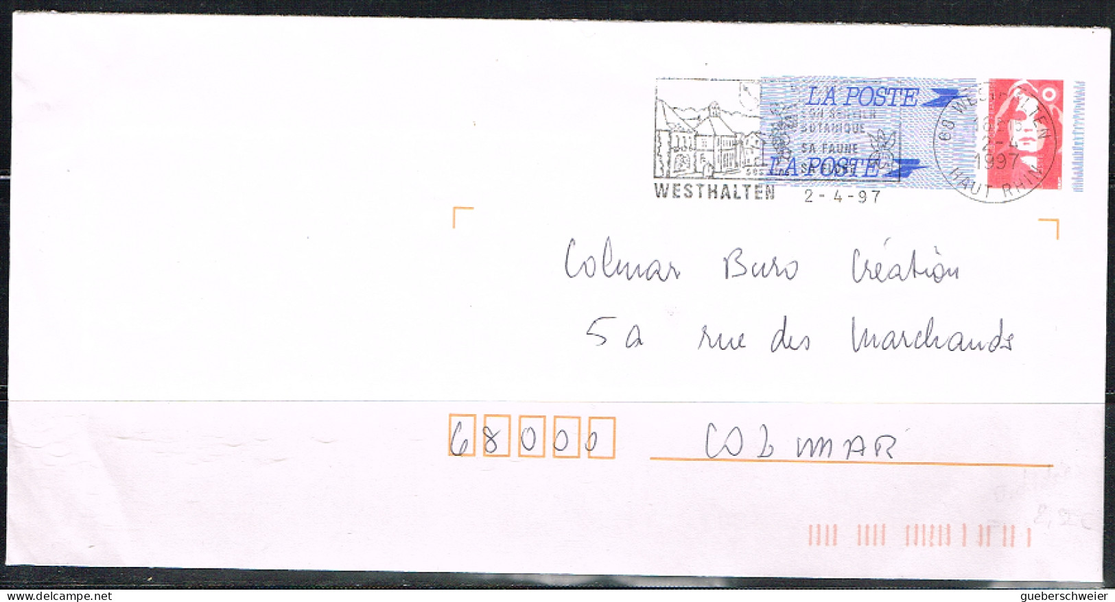 ORCH-L29 - FRANCE Flamme Illustrée Sur Entier Postal De Westhalten Sentier Botanique, Faune 1997 - Mechanical Postmarks (Advertisement)