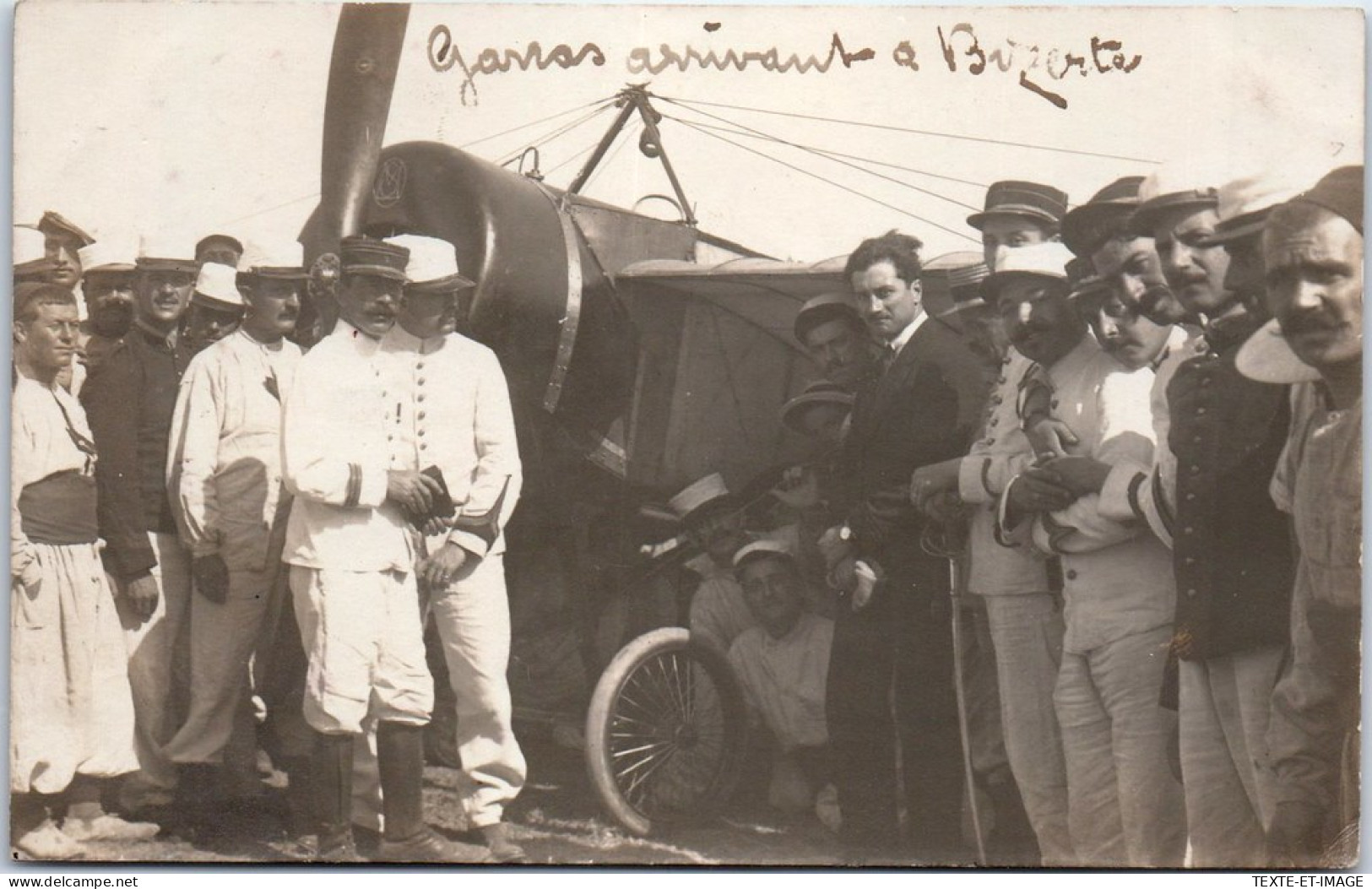 AVIATION - TOP CARTE PHOTO - Arrivee De Garros A BIZERTE 23.09.1913 - Other & Unclassified