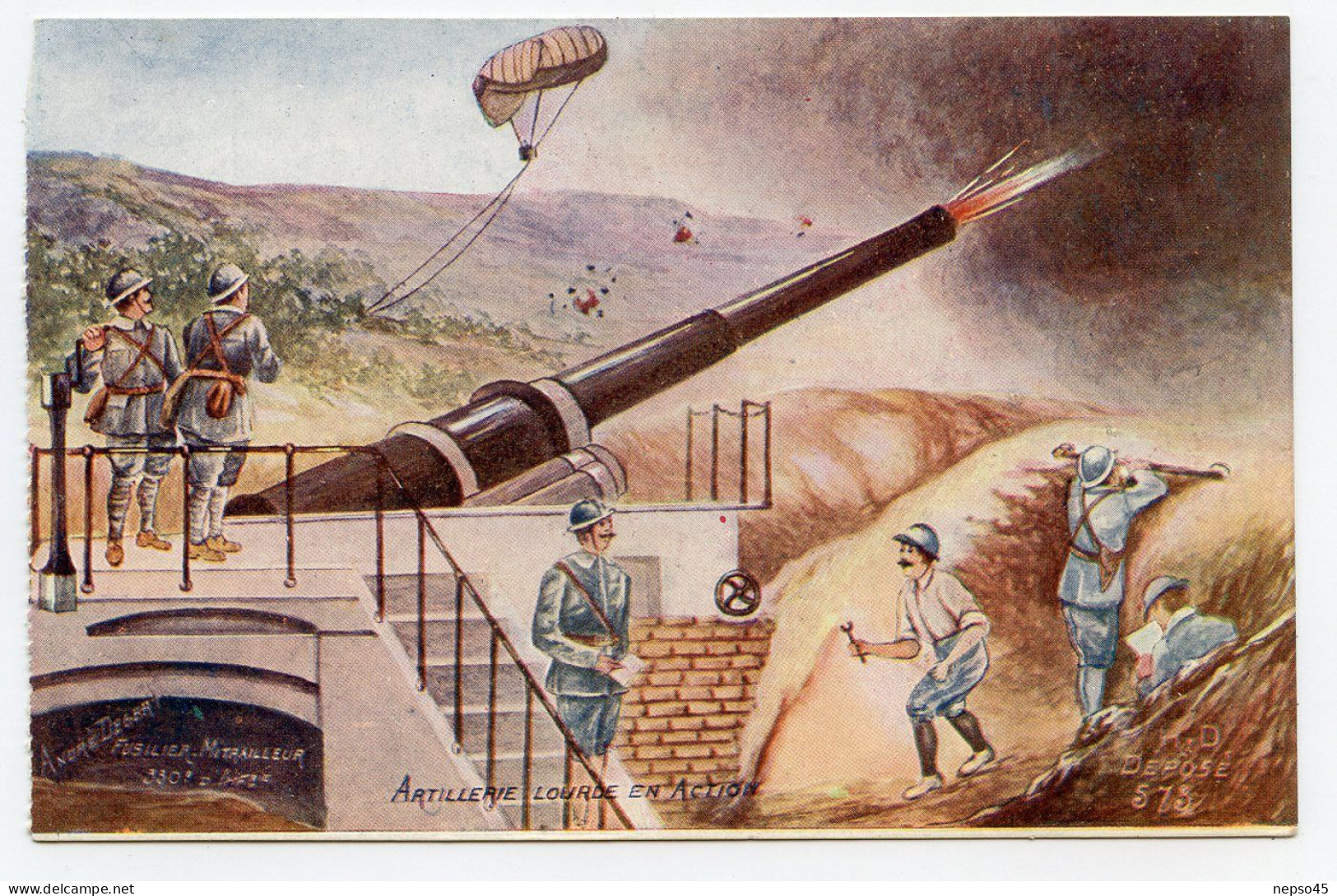 Artillerie Lourde En Action.fusillier Mitrailleur.guerre,militaire ,matériel - Matériel