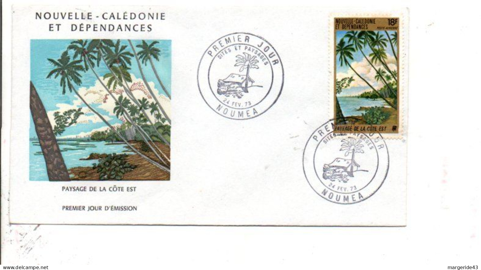 NOUVELLE CALEDONIE FDC 1973 PAYSAGES - FDC